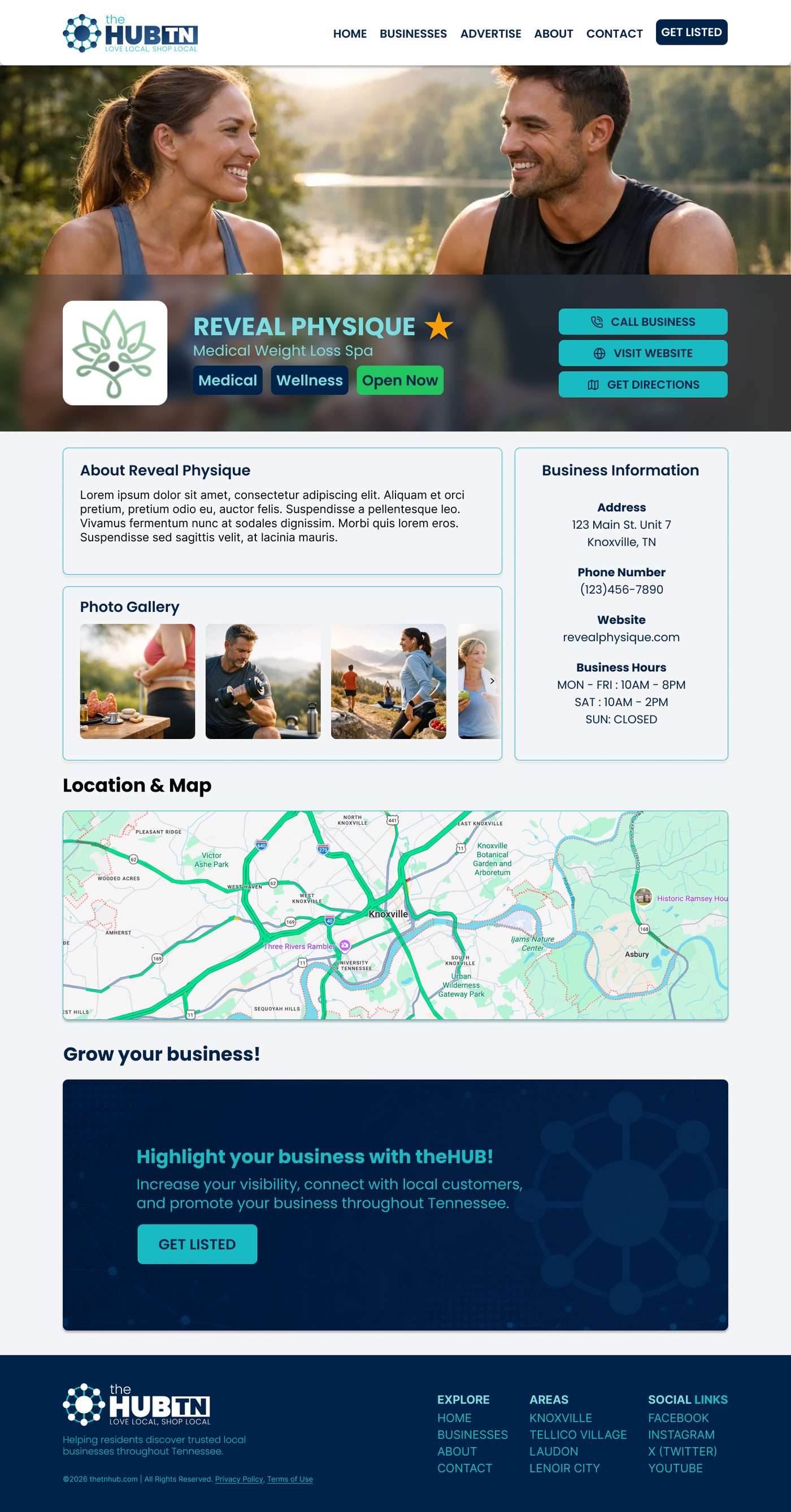 Business detail page